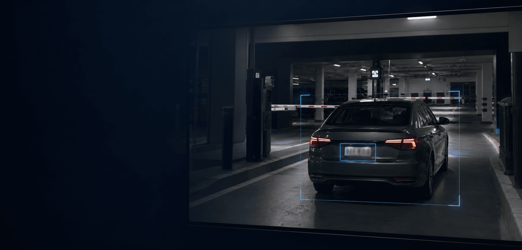 License plate recognition view of a vehicle entering a parking facility